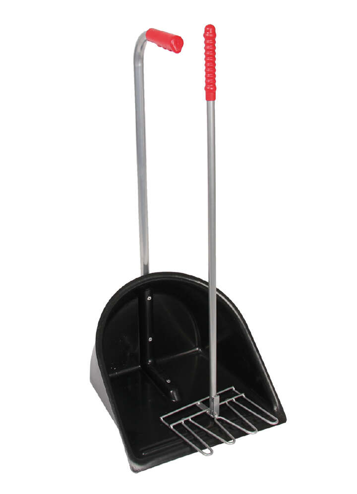 KANTRIE_Classic_Mistboy_schwarz_4018653320815 Schwarzer Mistboy mit zwei Griffen, geeignet zum Aufsammeln von Abfällen.